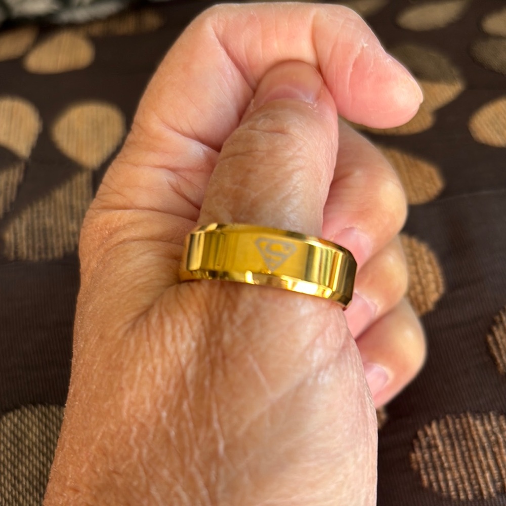 Tungsten carbide Gold Superman Ring